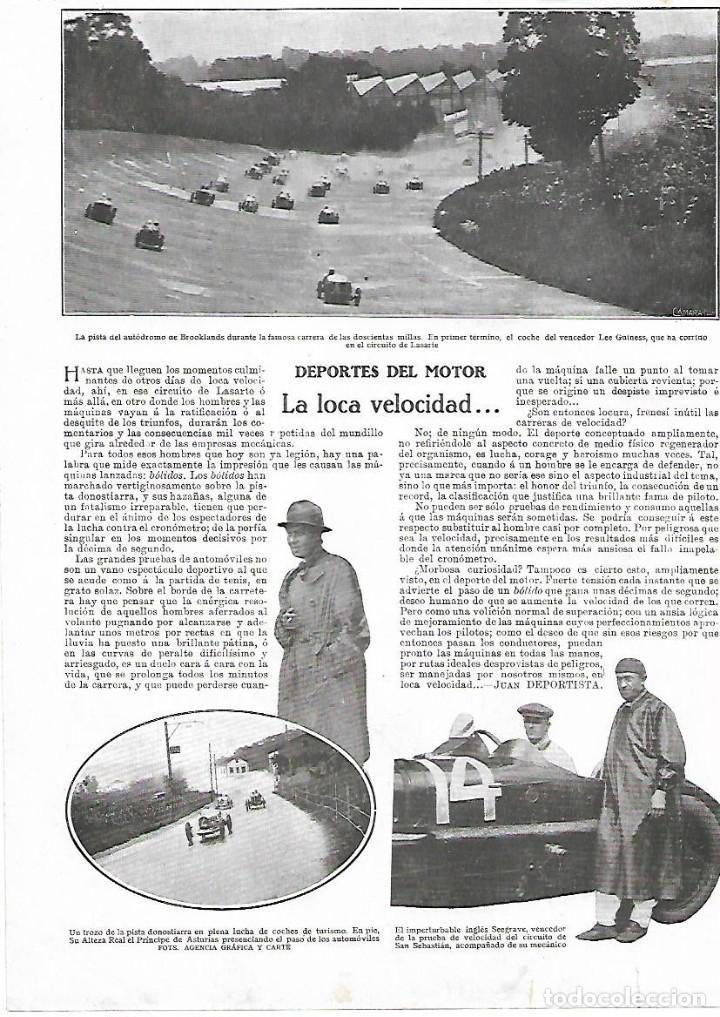Collecting paper: A&Ntilde;O 1924 RECORTE PRENSA AUTOMOVILISMO MOTOR CARRERAS AERODROMO BROOKLANDS LEE GUINEES LASARTE