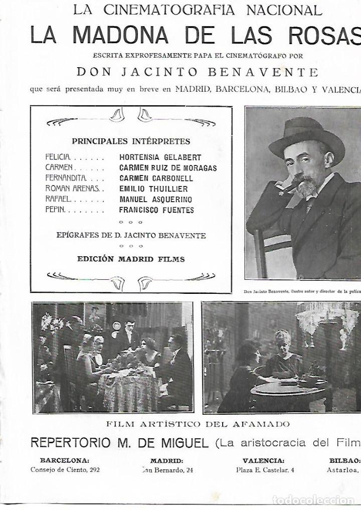 Coleccionismo: A&Ntilde;O 1924 RECORTE PRENSA CINE ESPA&Ntilde;OL PELICULA LA MADONA DE LAS ROSAS BENAVENTE EDICION MADRID FILMS