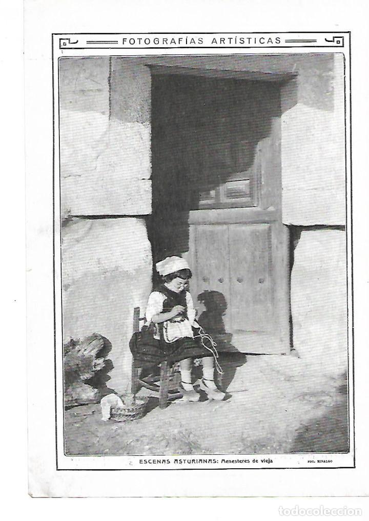 Coleccionismo: A&Ntilde;O 1913 RECORTE PRENSA HIDALGO FOTOGRAFIA ARTISTICA ASTURIAS NI&Ntilde;A COSIENDO TRAJES TIPICOS ZUECOS