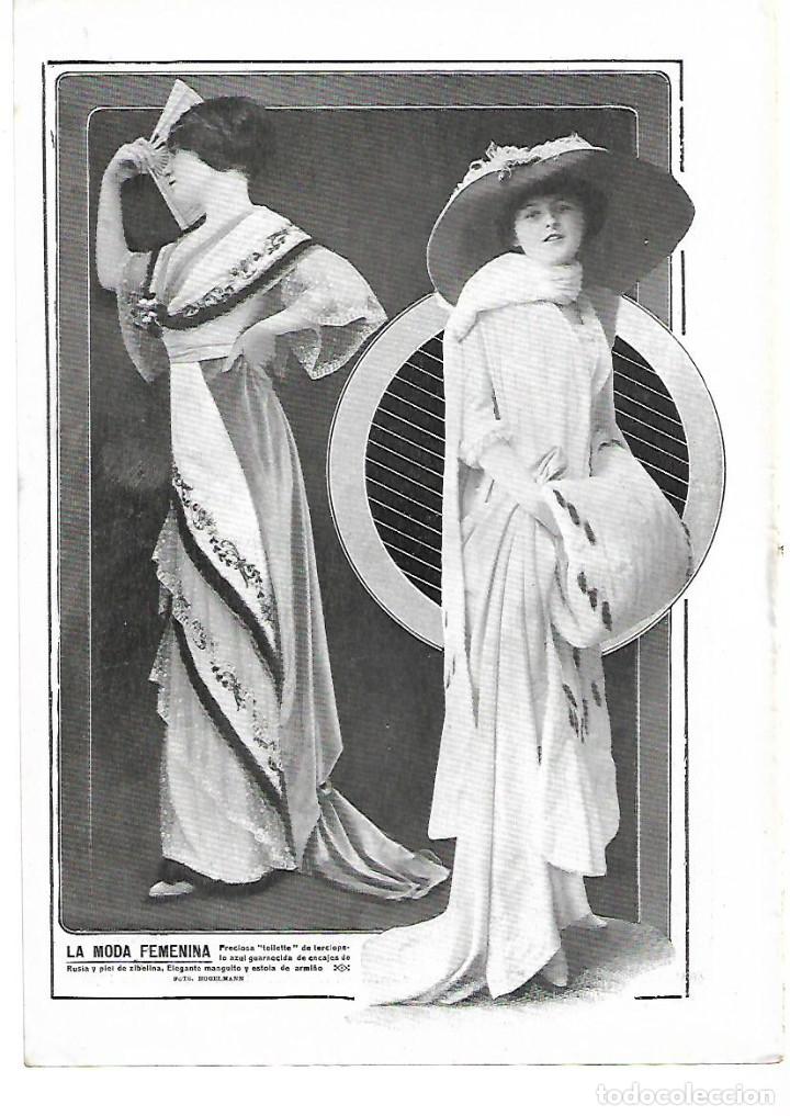 Collezionismo: A&Ntilde;O 1913 RECORTE PRENSA MUJER MODA FEMENINA TOILETTE DE TERCIOPELO MAGUITO ESTOLA ARMI&Ntilde;O
