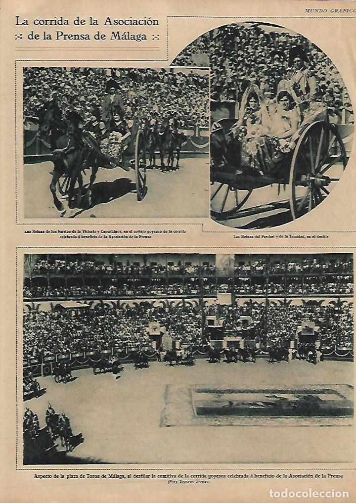 Collectionnisme: A&Ntilde;O 1929 RECORTE PRENSA CORRIDA TOROS ASOCIACION PRENSA DE MALAGA REINAS DEL PERCHEL TRINIDAD