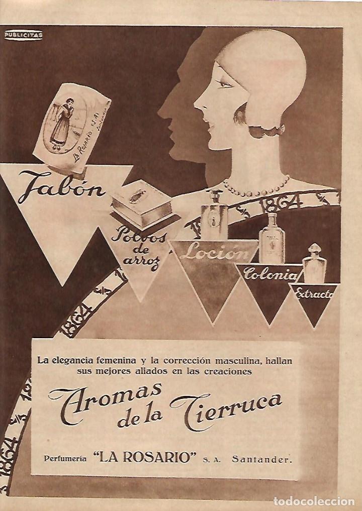 Collecting paper: A&Ntilde;O 1929 RECORTE PRENSA PUBLICIDAD PRODUCTOS AROMA DE LA TIERRUCA PERFUMERIA ROSARIO JABON COLONIA