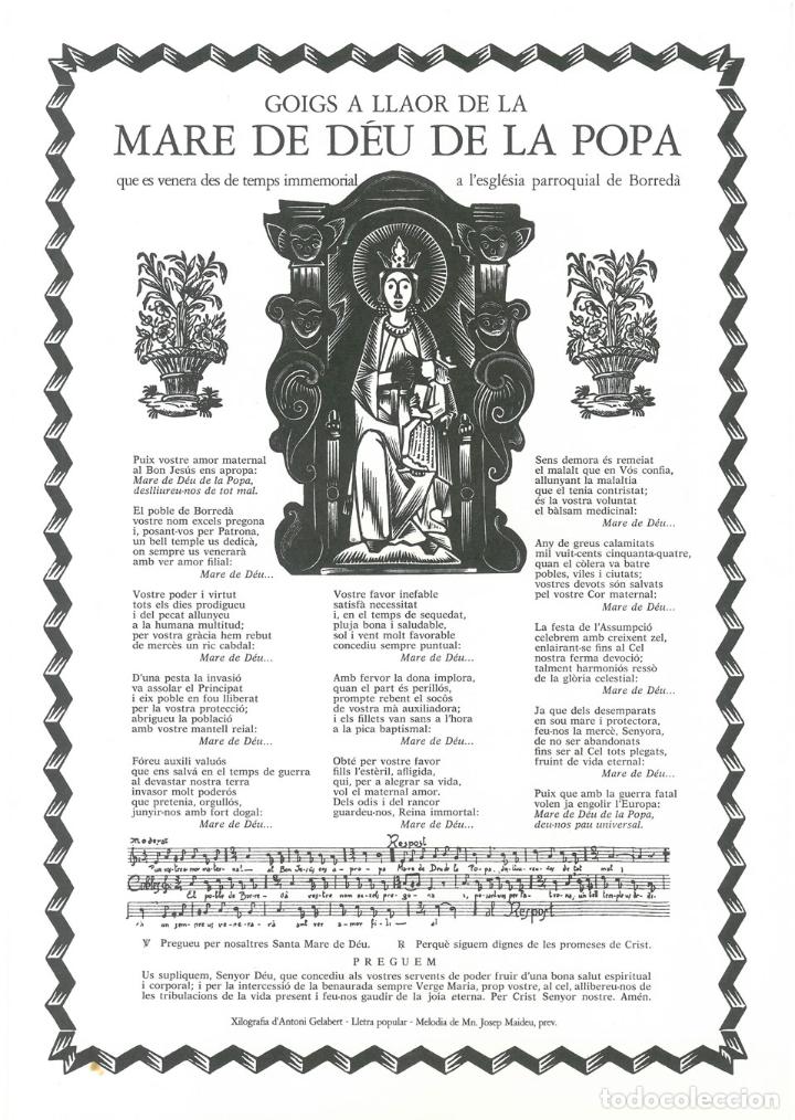 Collezionismo: GOIGS A LLAOR DE LA MARE DE D&Eacute;U DE LA POPA QUE ES VENERA A L'ESGL&Eacute;SIA DE BORRED&Agrave; - 1979