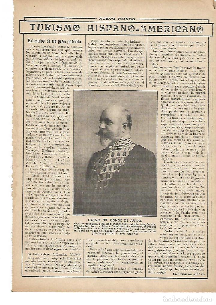 Collectionnisme: A&Ntilde;O 1912 RECORTE PRENSA CONDE DE ARTAL PRESIDENTE CAMARA OFICIAL ESPA&Ntilde;OLA COMERCIO INDUSTRIA