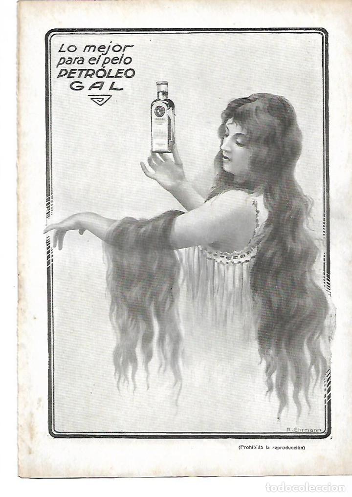 Collectionnisme: A&Ntilde;O 1912 RECORTE PRENSA PUBLICIDAD PETROLEO GAL PARA EL PELO CABELLO
