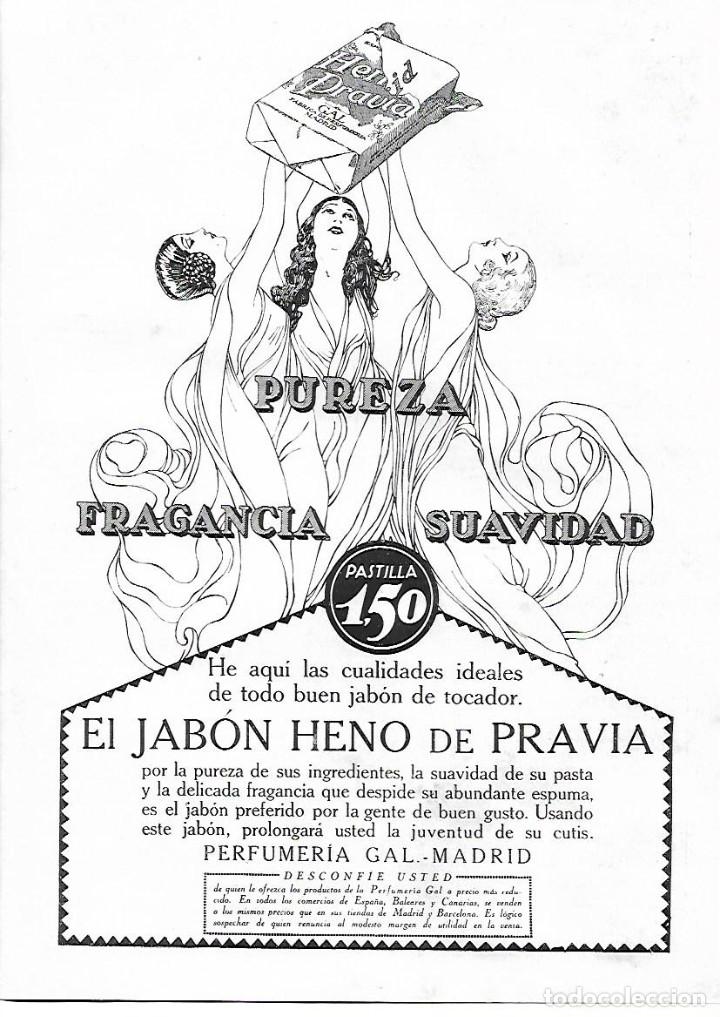 Collezionismo: A&Ntilde;O 1924 RECORTE PRENSA PUBLICIDAD PASTILLA DE JABON HENO DE PRAVIA PERFUMERIA GAL MADRID
