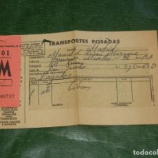Coleccionismo: ANTIGUO ALBARAN TRANSPORTES POSADAS VALLADOLID - AÑOS 1970
