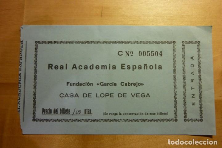 Coleccionismo: Entrada Casa Museo Lope de Vega Madrid - Real Academia Espa&ntilde;ola Monumentos Turismo Siglo de oro