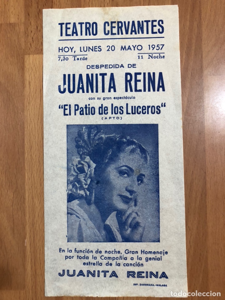 Coleccionismo: Programa teatro cervantes malaga juanita reina el patio de los luceros 1