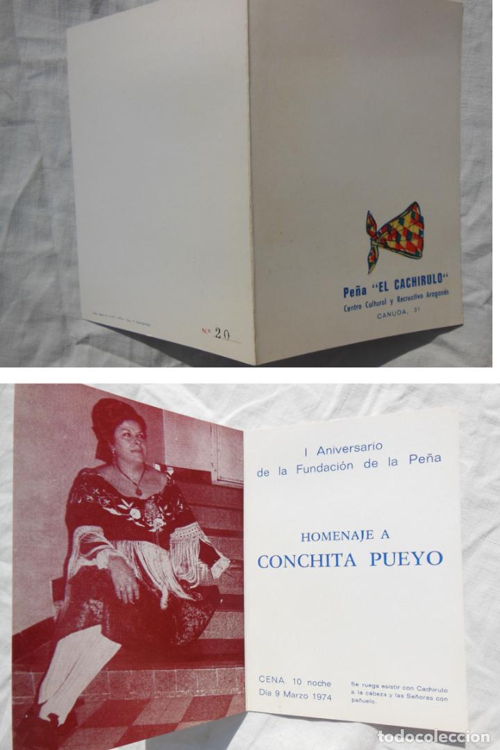 Coleccionismo: Antigua Tarjeta : HOMENAJE A CONCHITA PUEYO. I Aniversario de la Pe&ntilde;a. 1969 PE&Ntilde;A EL CACHIRULO