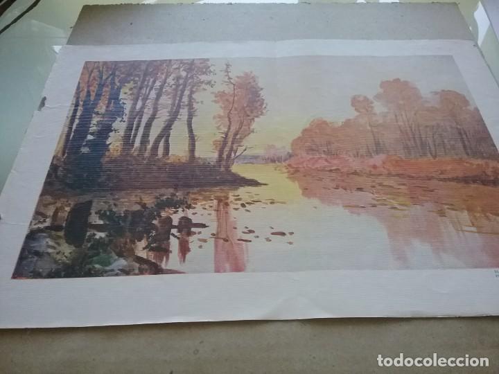 Coleccionismo: L&aacute;mina.EL AMANECER EN EL LAGO. Mart&iacute;nez Checa. Principios s.xx (423-2)