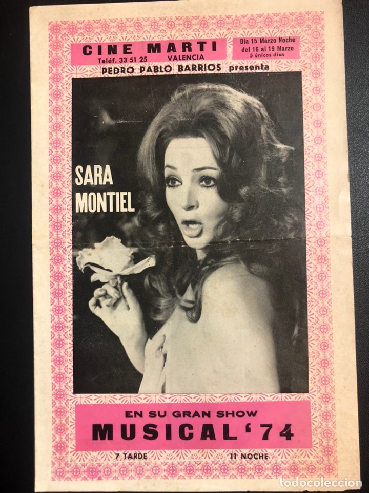 Coleccionismo: Programa cine marti valencia sara Montiel perla cristal musical 74. 1