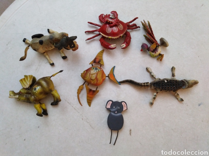 Collectionnisme: Lote de 7 figuras antiguas de animales con im&aacute;n