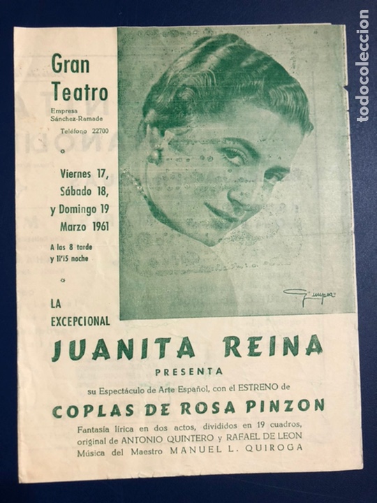 Coleccionismo: Programa gran teatro cordoba juanita reina coplas de rosa pinzon 2