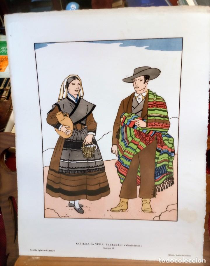 Coleccionismo: TRAJE REGIONAL - SANTANDER - MONTA&Ntilde;ESES - COLOREADO A MANO POCHOIR - D'IVORI - 1936 - PAPEL HILO
