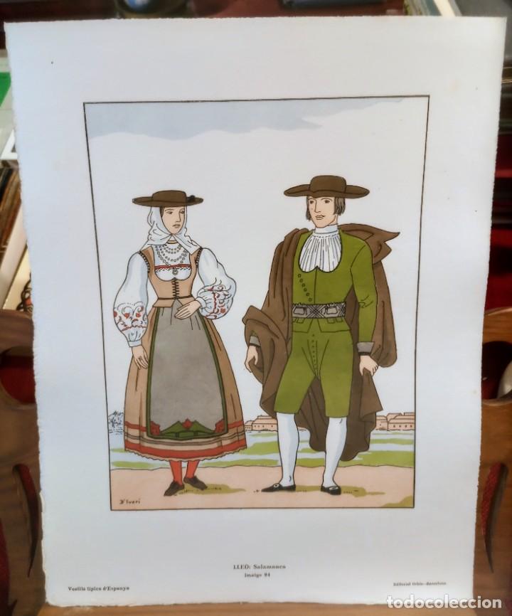 Coleccionismo: TRAJE REGIONAL - SALAMANCA - COLOREADO A MANO POCHOIR - D'IVORI - 1936 - PAPEL DE HILO - 35,5x28cm -