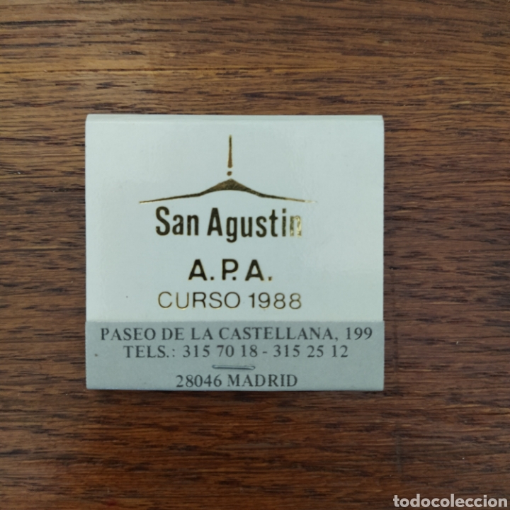 Coleccionismo: Caja de cerillas A.P.A Colegio San Agust&iacute;n