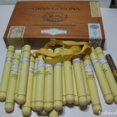 Coleccionismo: CAJA DE PUROS GRAN CORONA CON 19 PUROS EN TUBOS DE ALUMINIO. Lote 265810779