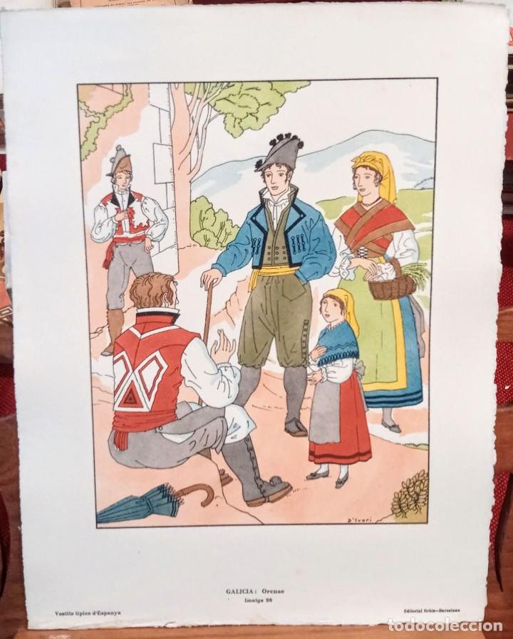 Coleccionismo: TRAJE REGIONAL - ORENSE - COLOREADO A MANO POCHOIR - D'IVORI - 1936 - 35,5x28cm - PAPEL HILO