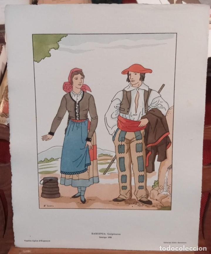 Coleccionismo: TRAJE REGIONAL - GUIPUZCOA - COLOREADO A MANO POCHOIR - D'IVORI - 1936 - 35,5x28cm - PAPEL HILO