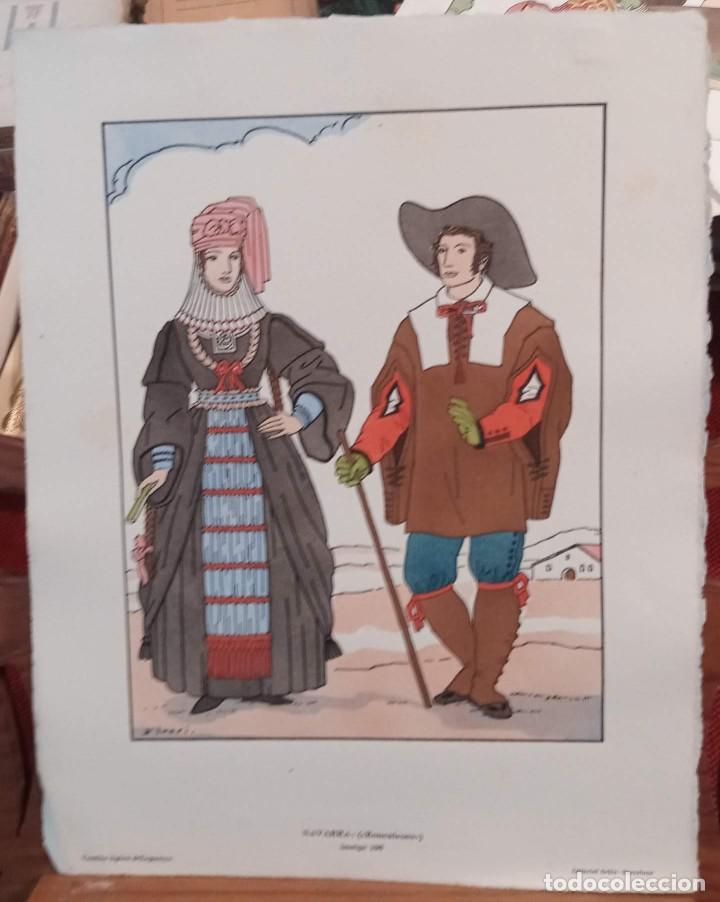Coleccionismo: TRAJE REGIONAL - RONCALESES - COLOREADO A MANO POCHOIR - D'IVORI - 1936 - 35,5x28cm - PAPEL HILO