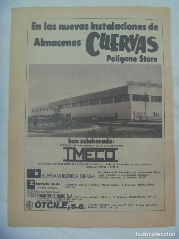 Coleccionismo: HOJA DE PERIODICO CON PUBLICIDAD DE CUERVAS , SEVILLA. A&Ntilde;OS 70