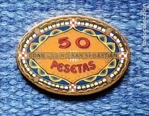 Coleccionismo: Ficha del Gran Casino de San Sebasti&aacute;n de 50 pesetas. Principio del siglo XX