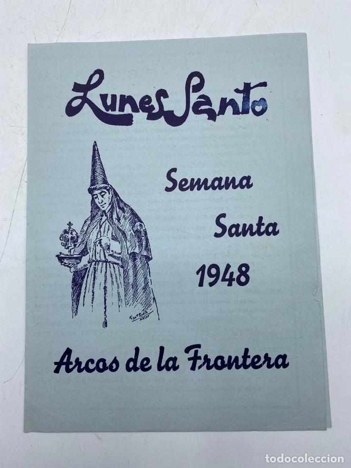 Coleccionismo: LUNES SANTO. PROGRAMA OFICIAL DE SEMANA SANTA 1948. ARCOS DE LA FRONTERA. VER FOTOS
