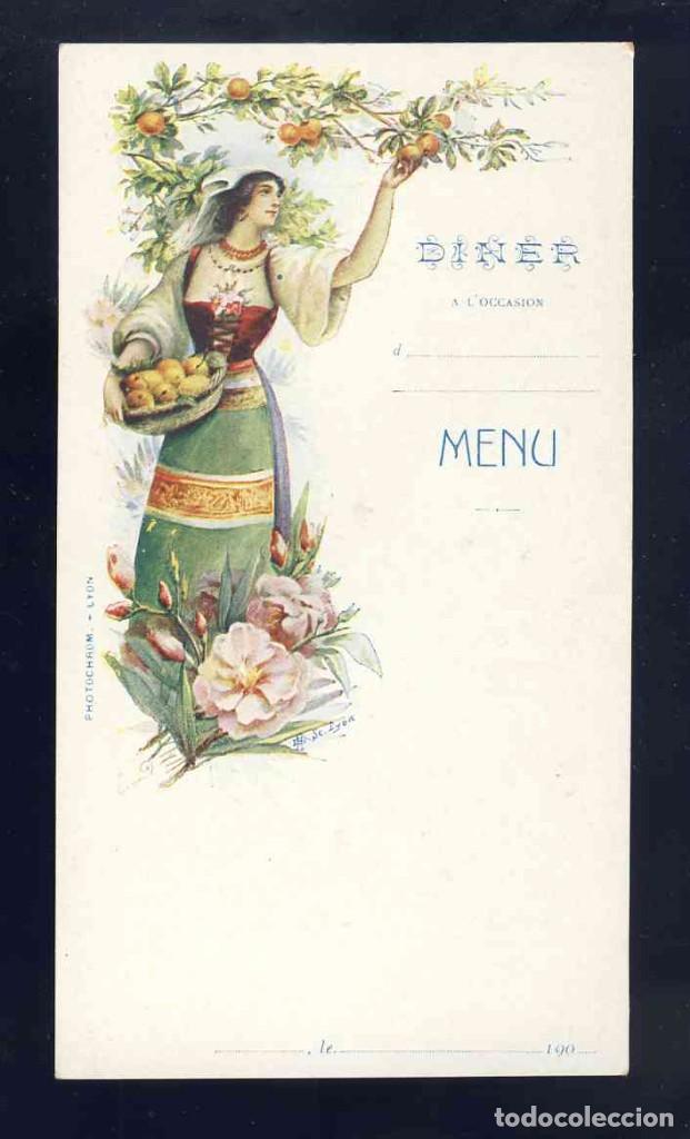 Coleccionismo: Menu modernista (7,2 x 13,5 cms) - Foto 1