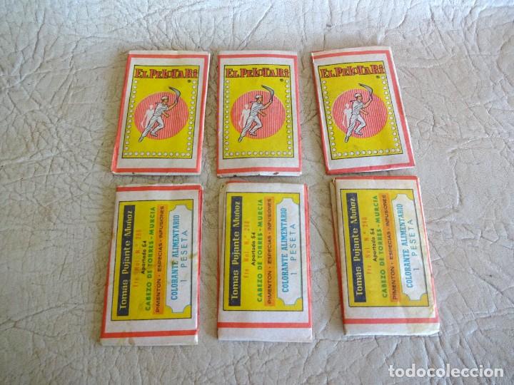 Coleccionismo: lote 6 antiguos sobres el pelotari colorante tomas pujante mu&ntilde;oz cabezo de torres murcia