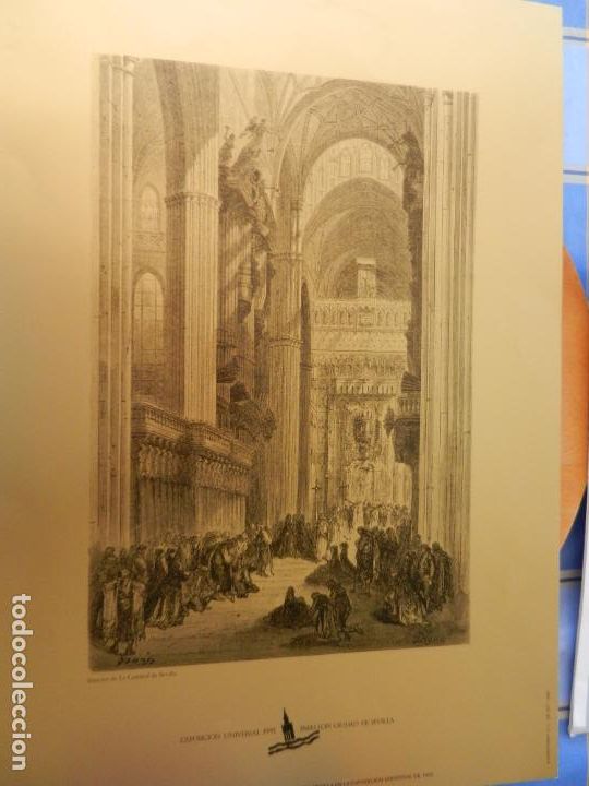 Sammelleidenschaft Papier: INTERIOR DE LA CATEDRAL DE SEVILLA - L&Aacute;MINA PABELL&Oacute;N DE SEVILLA EN LA EXPO'92 - MIDE 35X50 CM - ORO.
