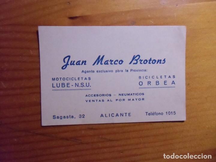 Coleccionismo: ALICANTE.MOTOCICLETAS LUBE-BICICLETAS ORBEA.AGENTE EXCLUSIVO PARA LA PROVINCIA.