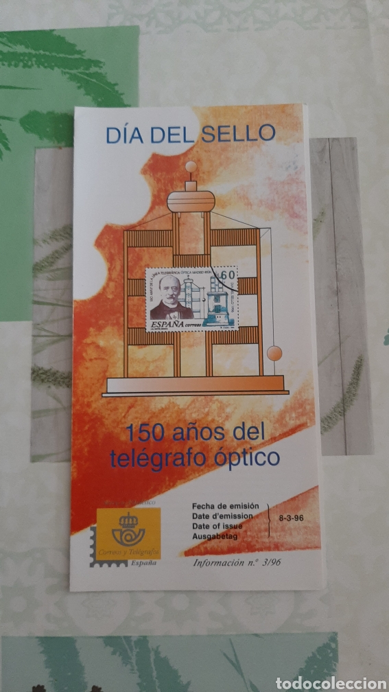 Sammelleidenschaft Papier: 1996 ESPA&Ntilde;A D&Iacute;PTICO INFORMATIVO EDIFIL 3410 DIA SELLO TEL&Eacute;GRAFO SOLICITA TUS FALTAS