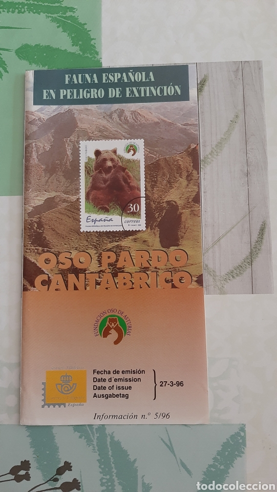 Collezionismo: 1996 ESPA&Ntilde;A D&Iacute;PTICO INFORMATIVO EDIFIL 3412 oso PARDO Cant&aacute;brico