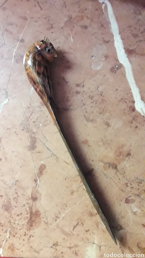 Coleccionismo: Abrecartas madera con un buho - Foto 1