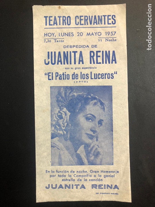 Coleccionismo: Programa teatro cervantes malaga 1957 juanita reina el patio de los luceros 6