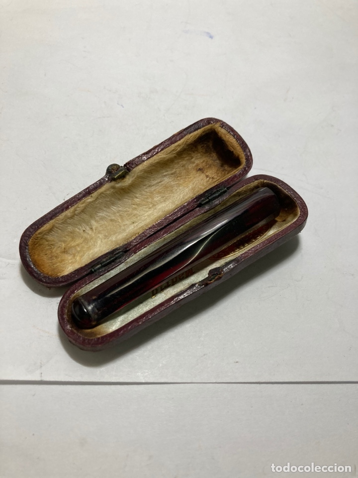 Coleccionismo: Boquilla antigua de &Aacute;mbar con estuche original