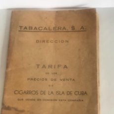 Coleccionismo: TARIFA DE LOS CIGARROS DE LA ISLA DE CUBA EN ESPAÑA EN EL AÑO 1968. TABACALERA. S.A.. Lote 275204383
