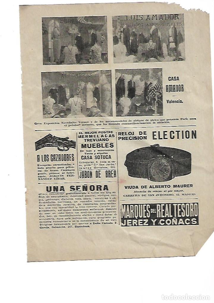 Collectionnisme: A&Ntilde;O 1920 RECORTE PRENSA PUBLICIDAD CASA LUIS AMADOR VALENCIA COMERCIO TIENDA