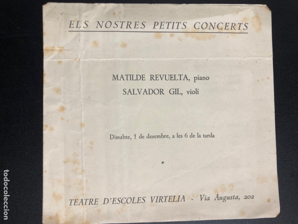 Coleccionismo: Programa escuelas virtelia concierto.pianista Matilde revuelta.violin salvador Gil 6