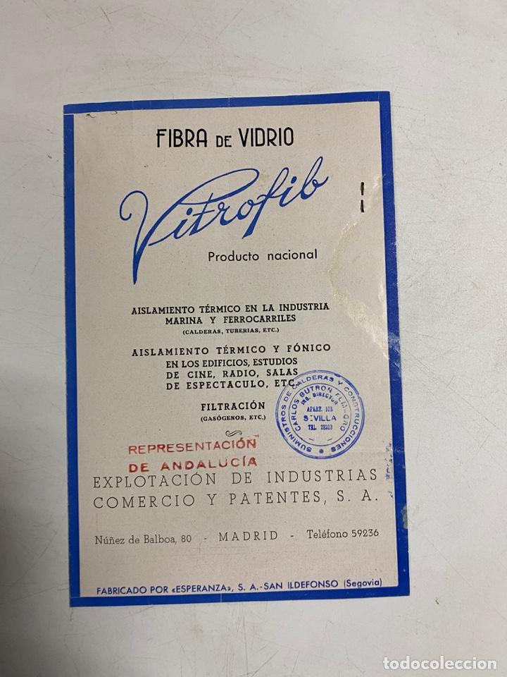 Coleccionismo: PUBLICIDAD DE VITROFID. CARACTERISTICAS TECNICAS DE LA FIBRA DE VIDRIO. VER FOTOS