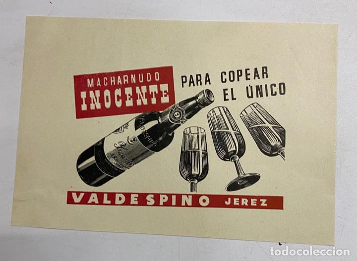 Coleccionismo: HOJITA PUBLICITARIA MACHARNUDO INOCENTE. BODEGAS VALDESPINO. JEREZ.