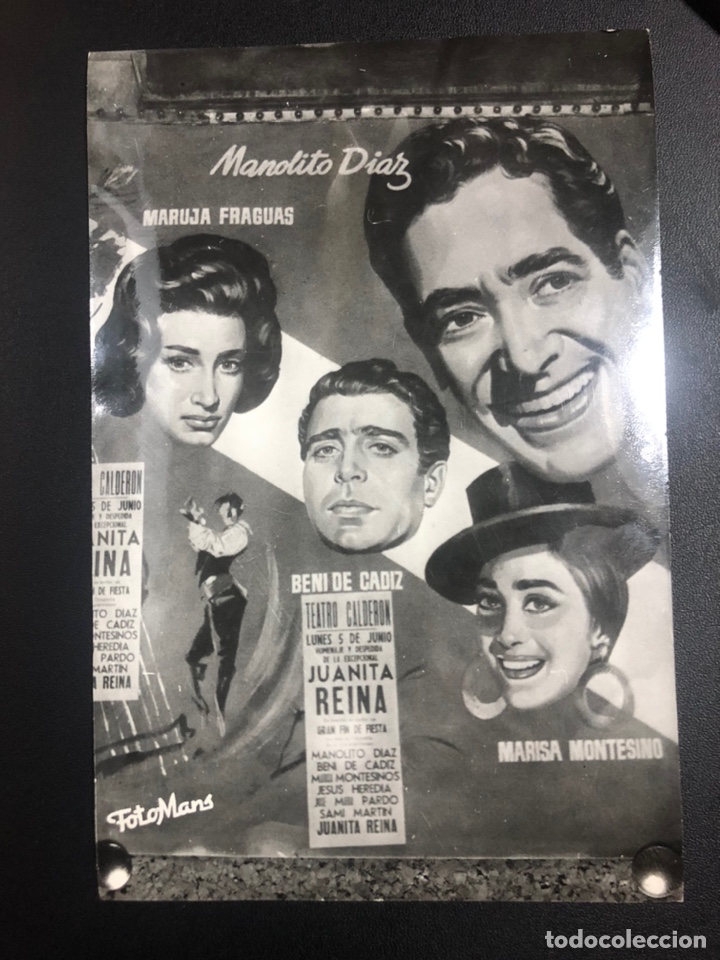 Coleccionismo: Foto cartel teatro Calder&oacute;n juanita reina beni de cadiz Manolito D&iacute;az maruja fraguas