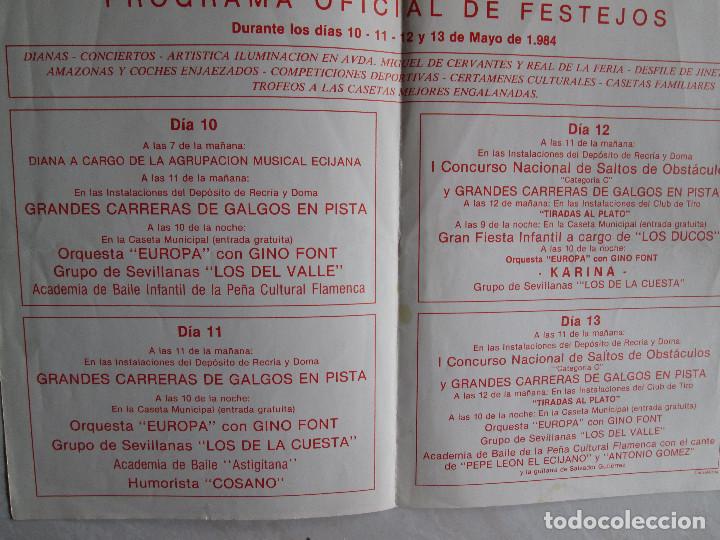 Coleccionismo: PROGRAMA DIPTICO - FERIA DE MAYOS - ECIJA (SEVILLA) - 1984 - PROGRAMA OFICIAL DE FESTEJOS - Foto 2