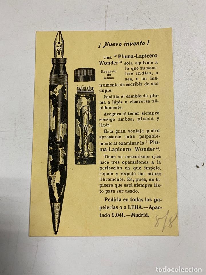 Coleccionismo: HOJA PUBLICITARIA PLUMA-LAPICERO WONDER. VER FOTOS