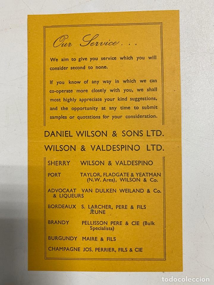 Coleccionismo: TARJETA PUBLICITARIA DANIEL WILSON & SONS-WILSON & VALDESPINO.REVERSO CALENDARIO OCTUBRE/SEPTIEMBRE