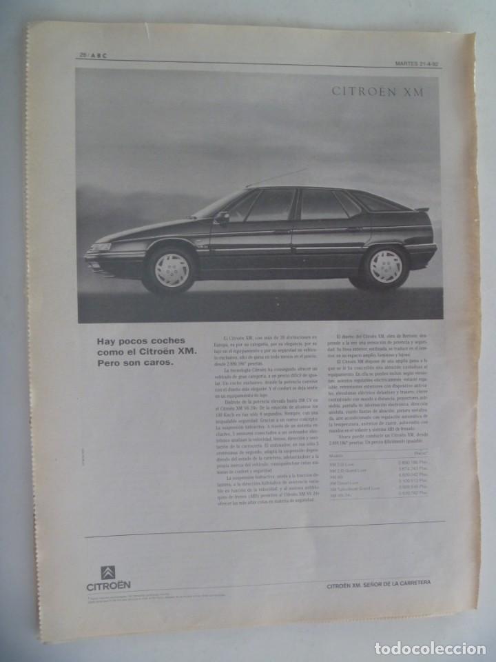 Coleccionismo: HOJA DE PERIODICO CON PUBLICIDAD DE COCHE CITRO&Euml;N XM , 1992