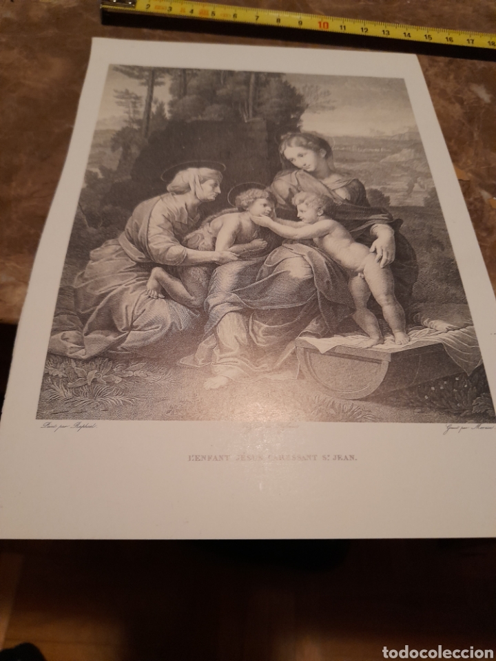 Coleccionismo: L&aacute;mina christma del ni&ntilde;o Jes&uacute;s acompa&ntilde;ado por S. Juan. Dibujo de Rafael. Dise&ntilde;o de Chafselat.