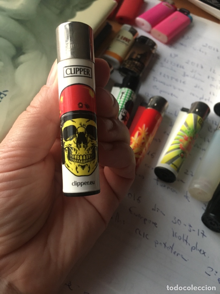 Coleccionismo: Mechero CLIPPER CALAVERA CON CASCO - Foto 1