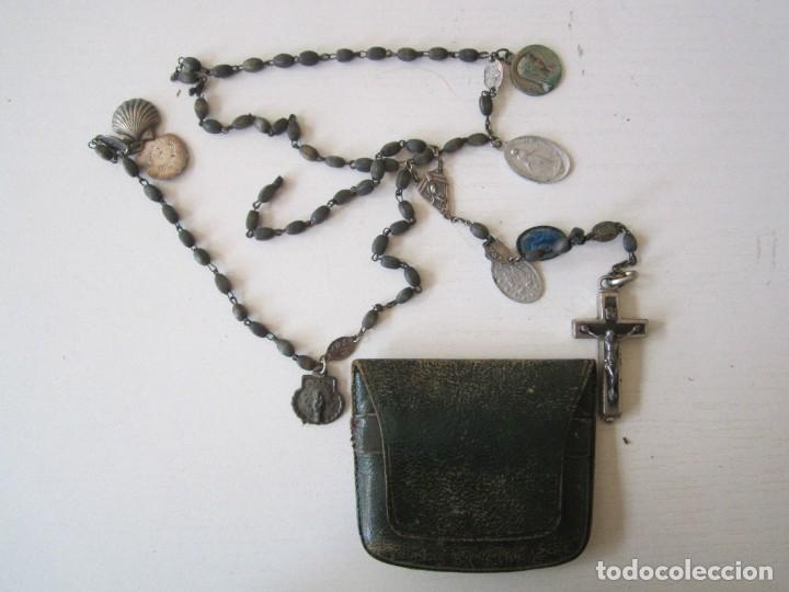 Coleccionismo: (A)ROSARIO CON CRUCIFIJO DE ROMA CON 12 MEDALLAS Y ESTUCHE DE PIEL